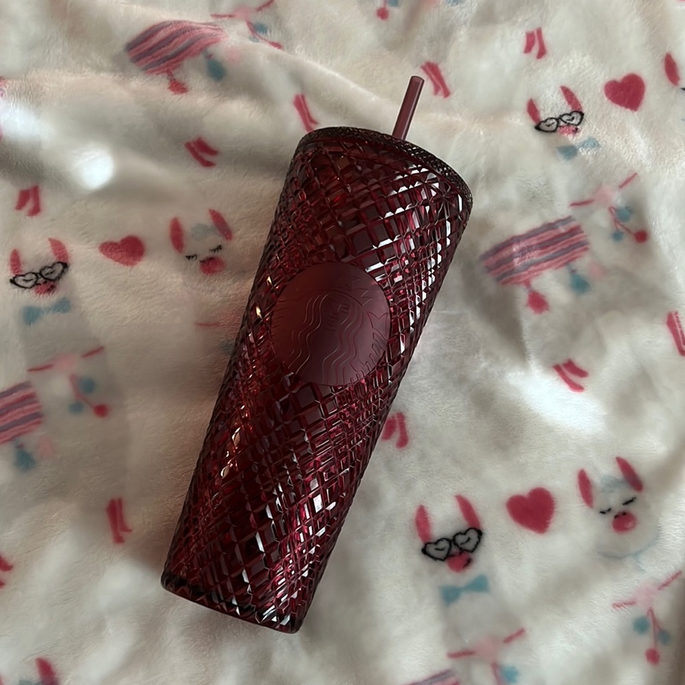 Starbucks China Dark Red Jeweled Straw Tumbler